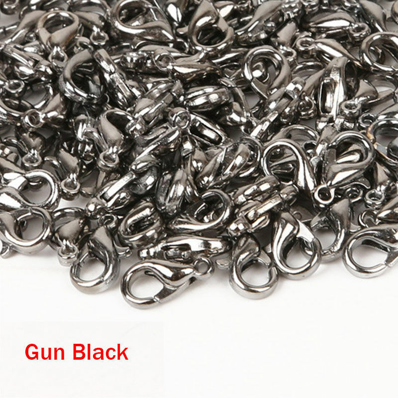 50X 10/12mm Gold Silver Lobster Clasp Fasteners Claw DIY for Bracelet Necklace