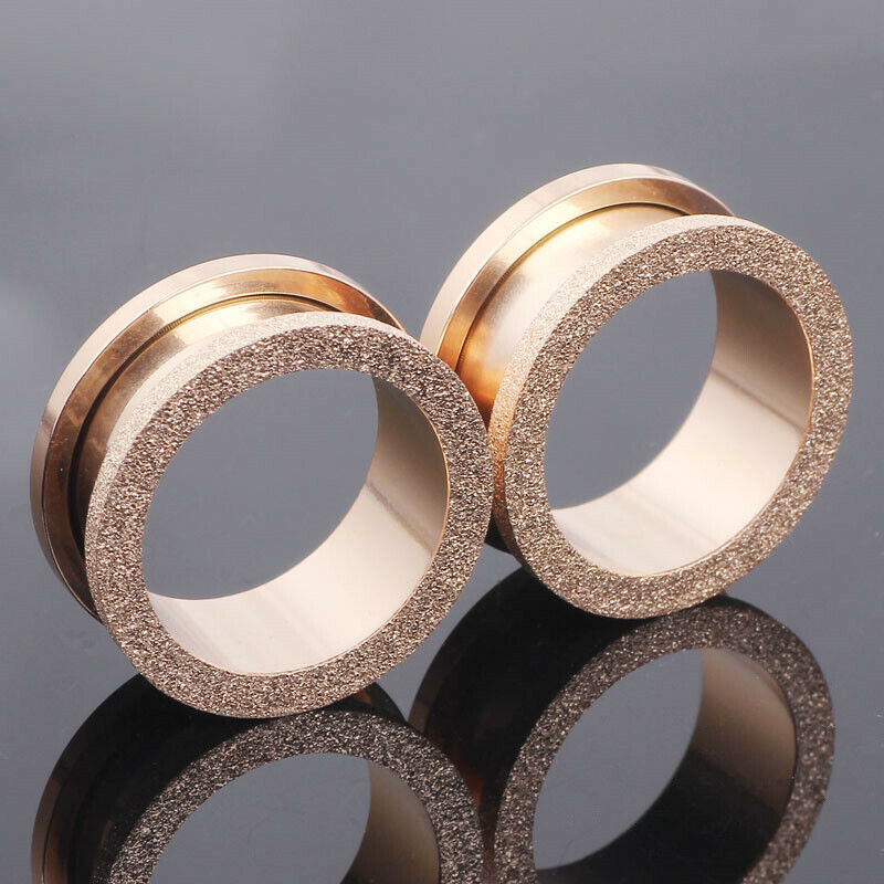1 Pair Steel Silver Rose Gold Glitter Ear Plug Flesh Stretcher Tunnel Expander