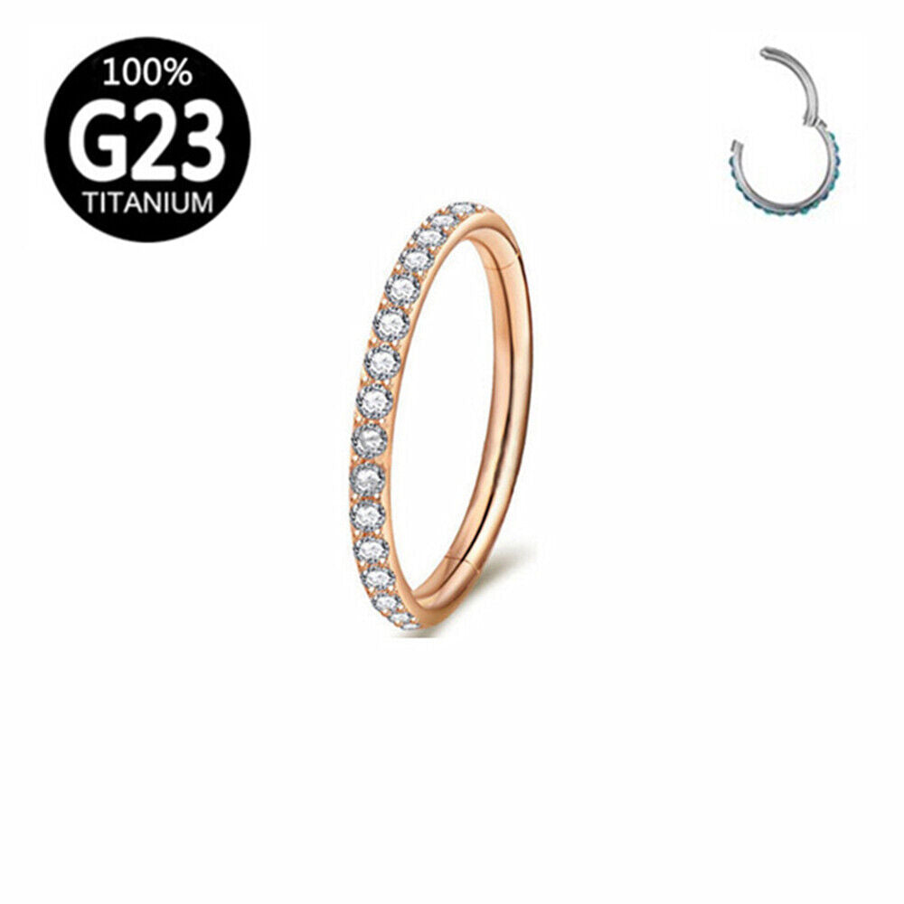 G23 Titanium Steel Multi Zircon Nose Ring Hinge Septum Hoop Ear Body Piercing