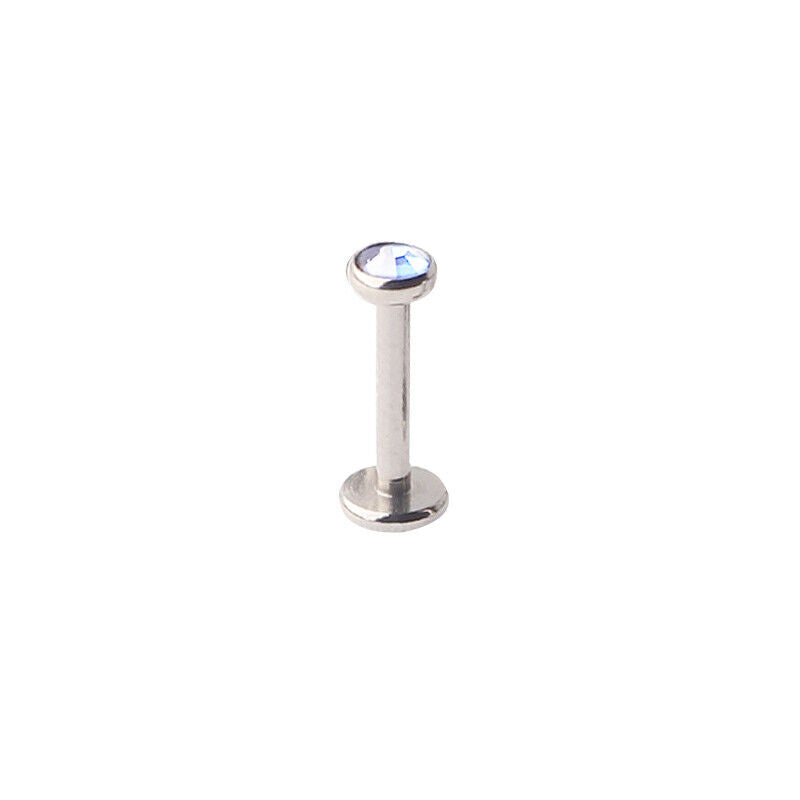 2pc Internally Threaded 3mm 4mm Crystal Ball Lip Bar Labret Tragus Stud Piercing