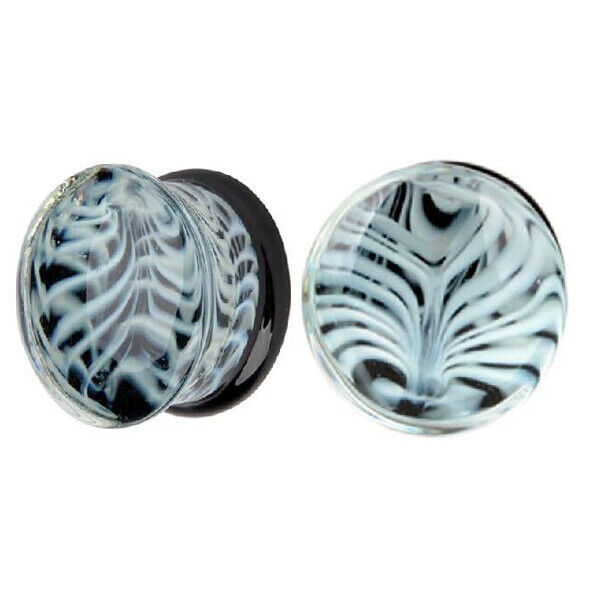 2PC Glass Ear Plug Jellyfish Double Flared Saddle Flesh Tunnel Stretcher Trumpet