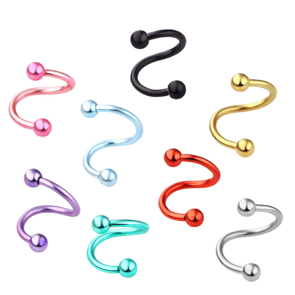 8pc Horseshoe Bar Lip Nose Helix Ear Ring Eyebrow Ball Cone Piercing Jewellery