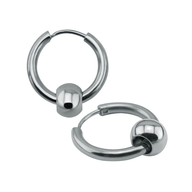 2pc Punk Men Women Ear Tragus Nose Ring 16G Stud Clip Earring Ball Hoop Piercing