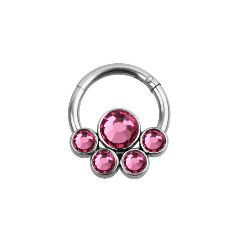 Flower Crystal Nose Ring Septum Clicker Hinge Segment Ear Tragus Hoop Earring