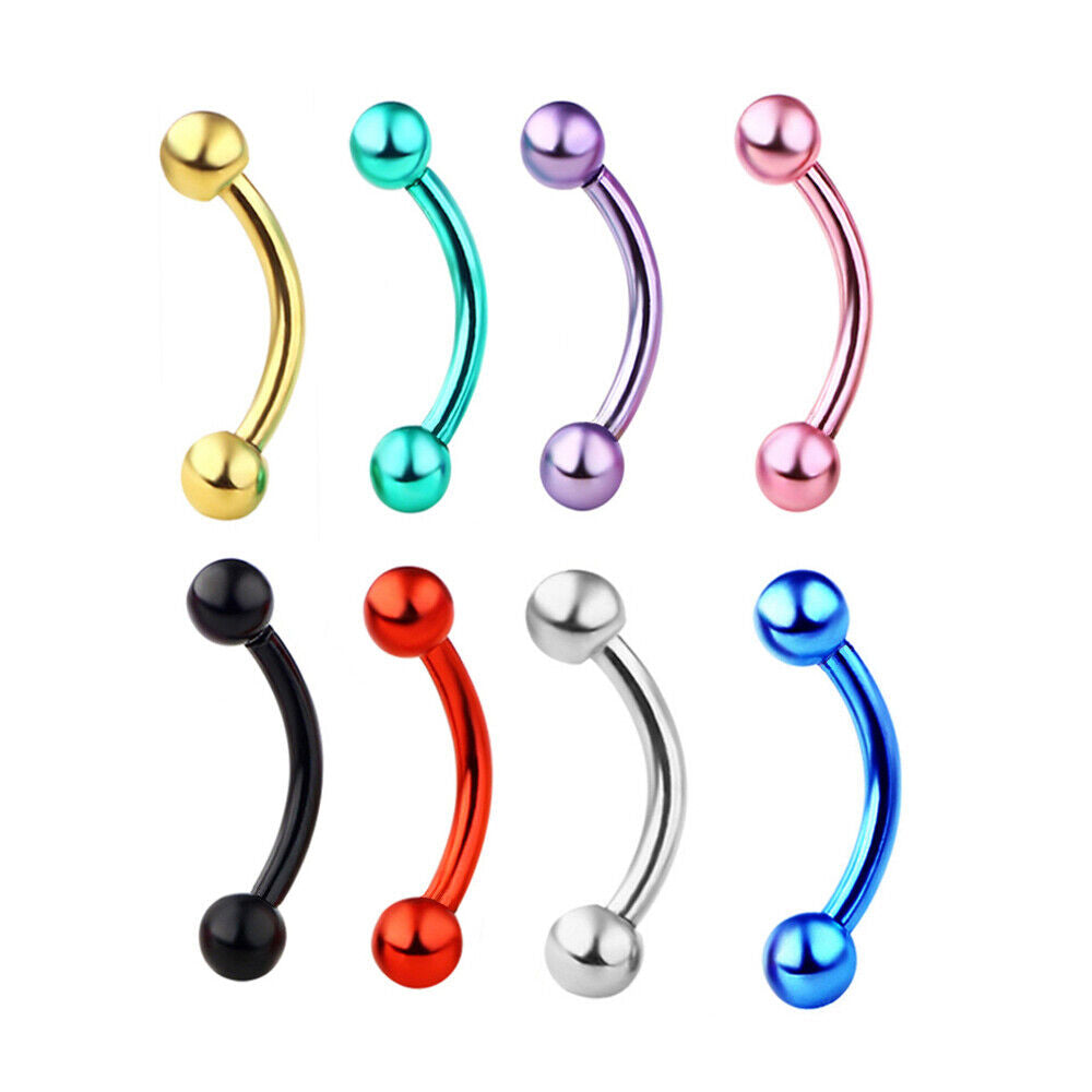 4X 16G Surgical Steel Ball Barbell Curved Eyebrow Rings Bar Tragus Ear Piercing