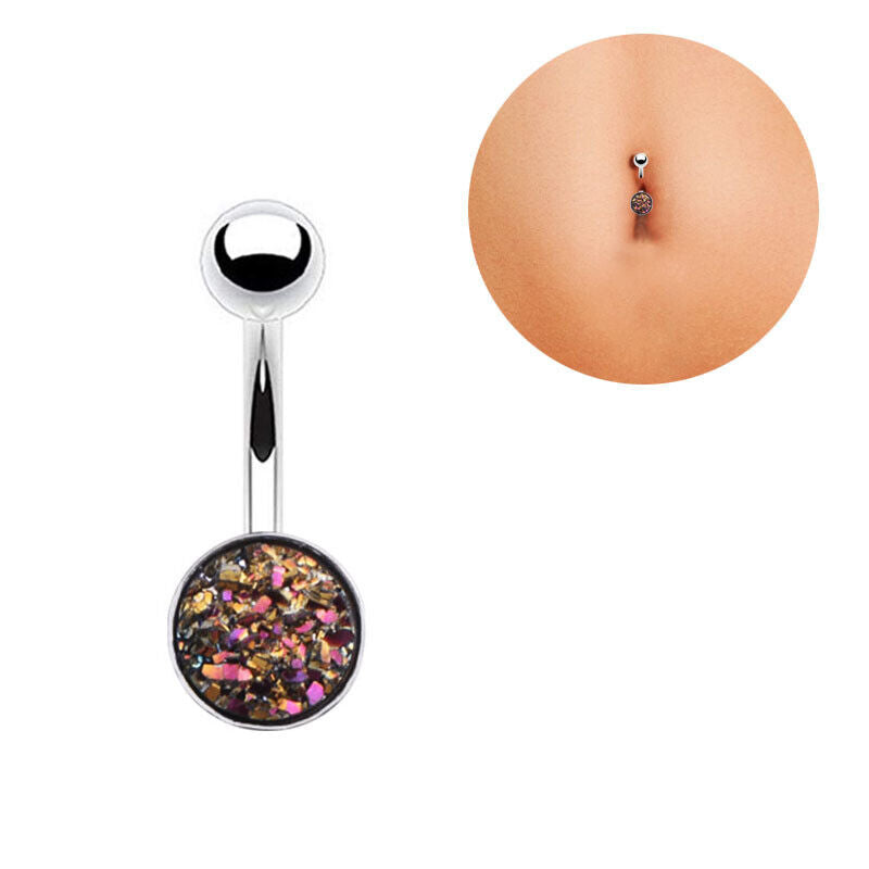 Glitter Gem Navel Belly Surgical Steel Bar Button Barbell Ring Body Piercing