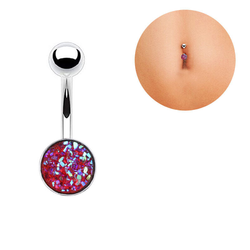 Glitter Gem Navel Belly Surgical Steel Bar Button Barbell Ring Body Piercing