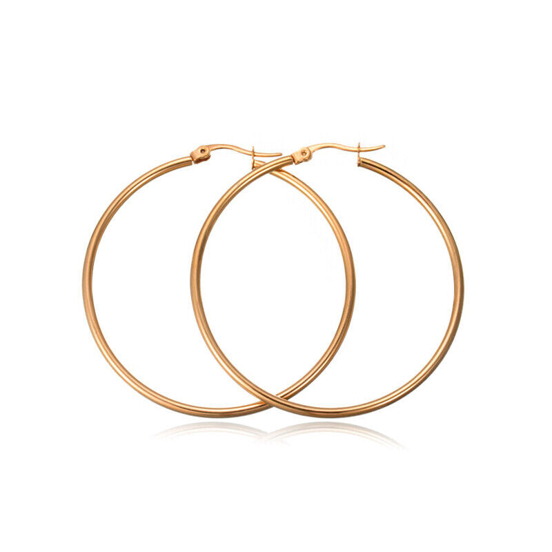 1 Pair Stainless Steel Silver Simple Small Hoop Women Personality Punk Earrings