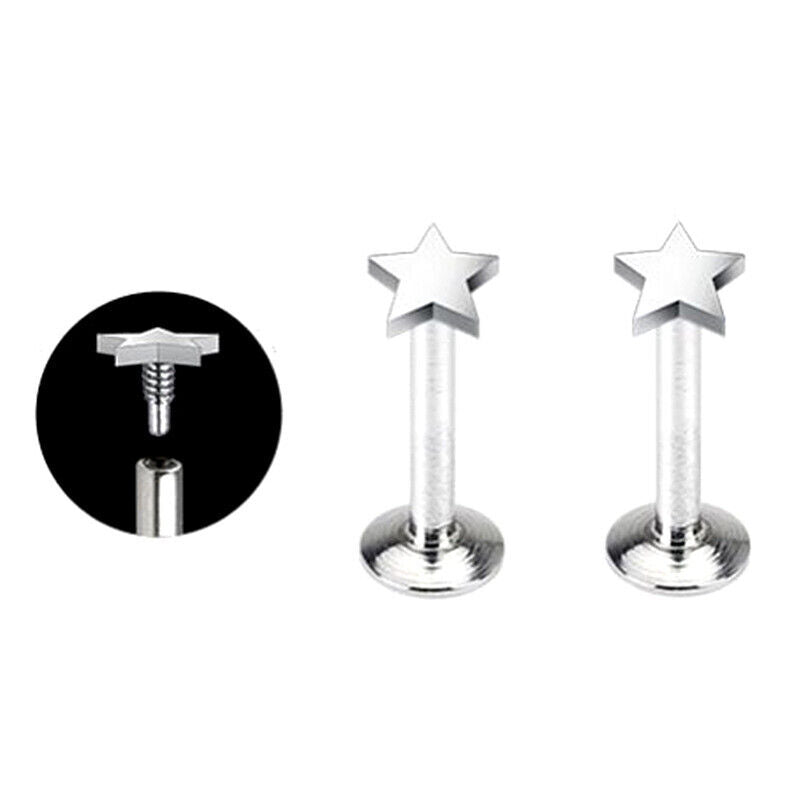 4X 16G Surgical Steel Internally Threaded Heart Star Tragus Cartilage Bar Labret