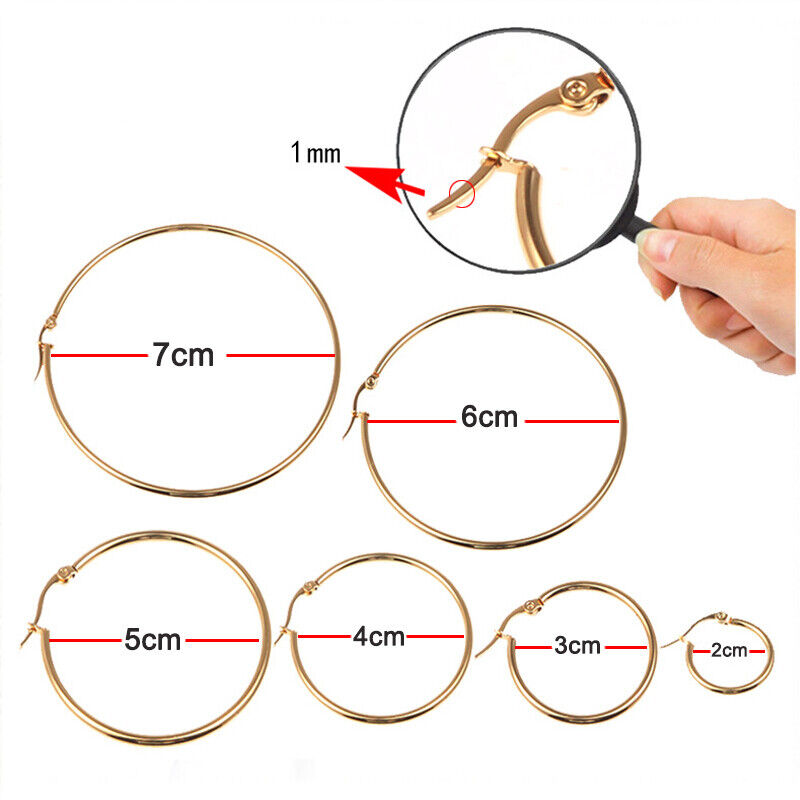 1 Pair Stainless Steel Silver Simple Small Hoop Women Personality Punk Earrings