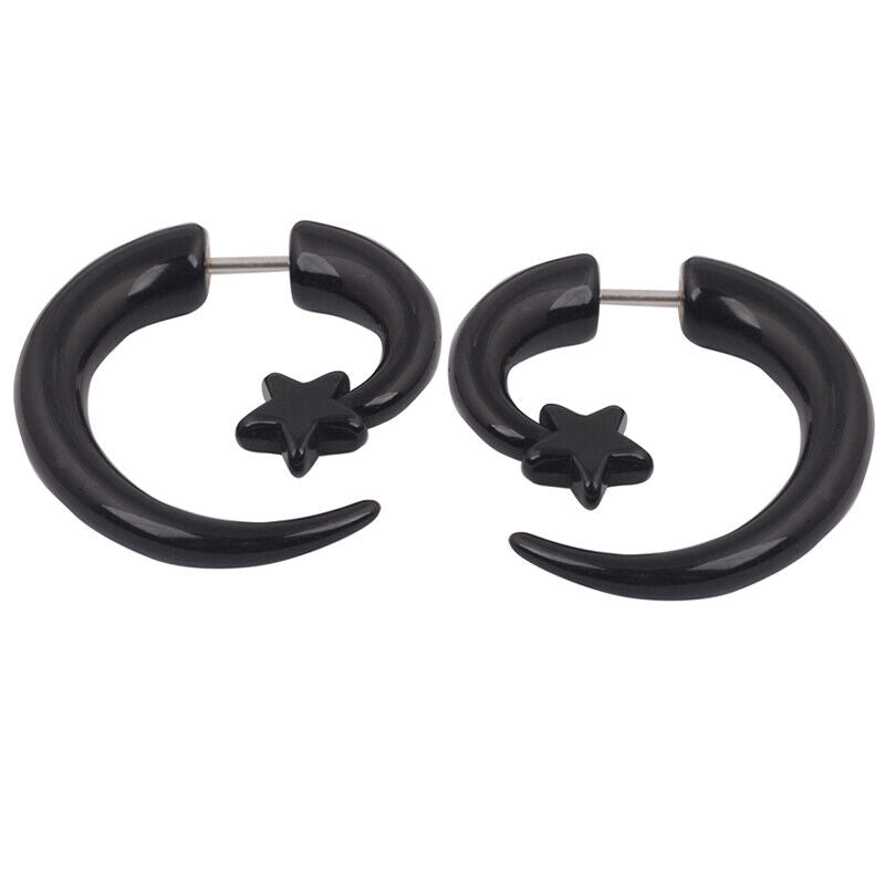 2pc Acrylic Spiral Horn Earring Gauge Fake Cheater Stretcher Ear Plug Piercing