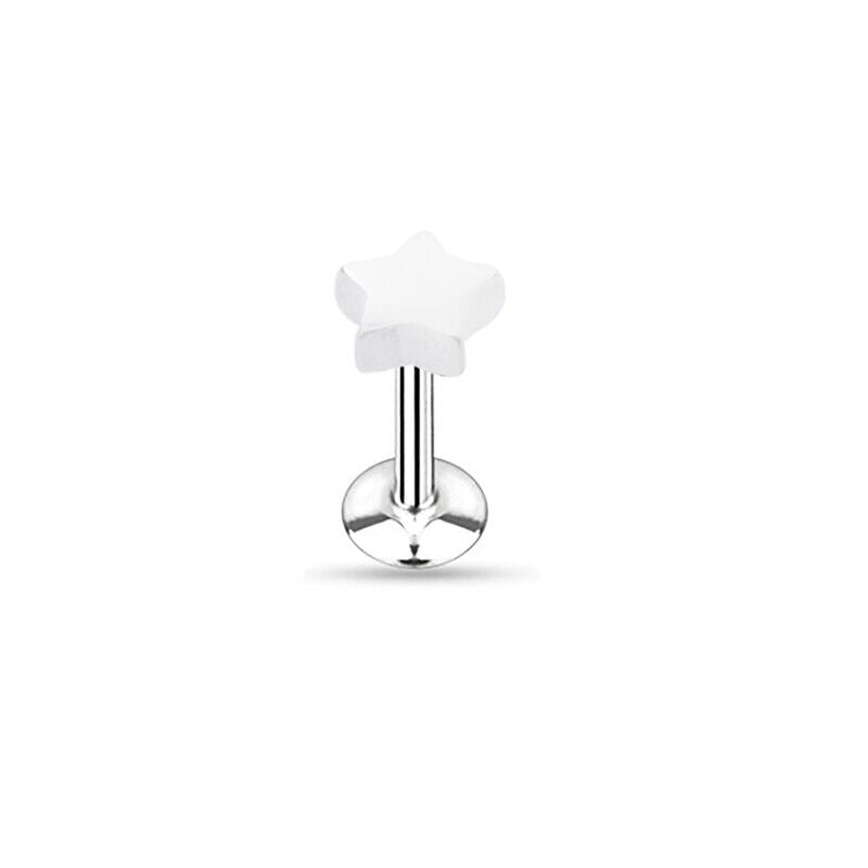 Steel Lip Bar Labret Ring Internally Threaded Ear Tragus Stud Body Piercing