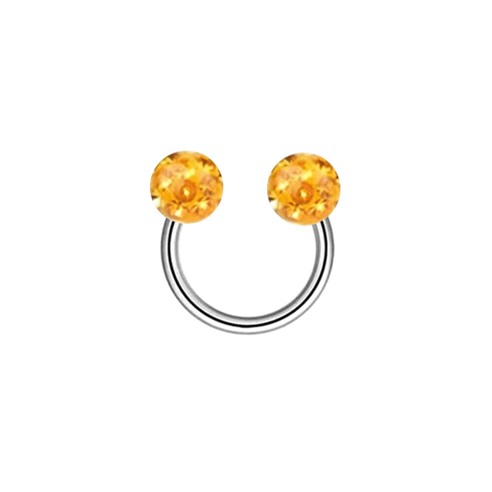 Multi Crystal Horseshoe Bar Circular Barbell Ring Eyebrow Lip Nose 4mm Ball