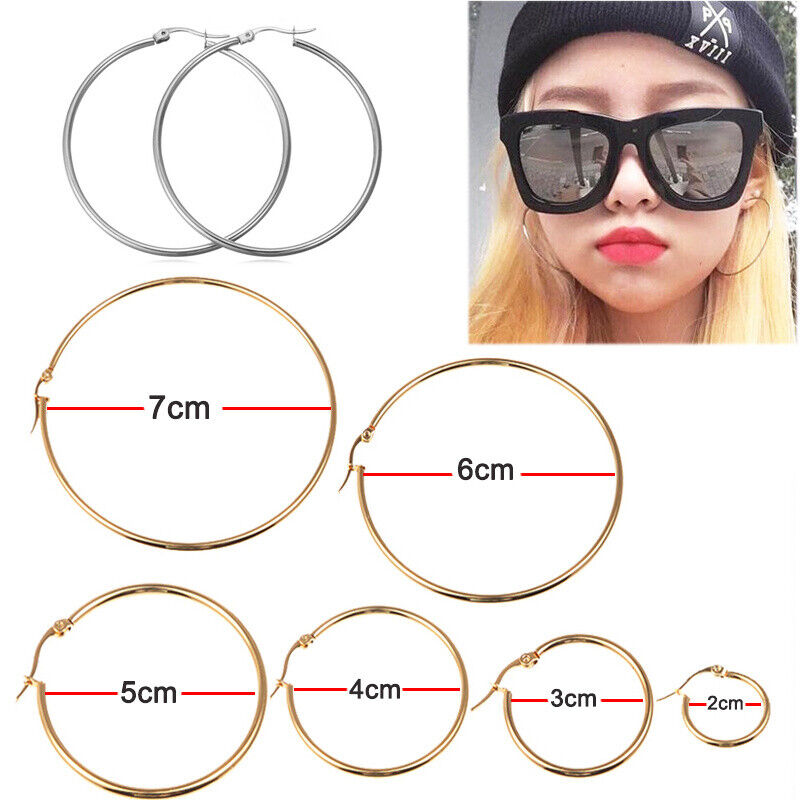 1 Pair Stainless Steel Silver Simple Small Hoop Women Personality Punk Earrings