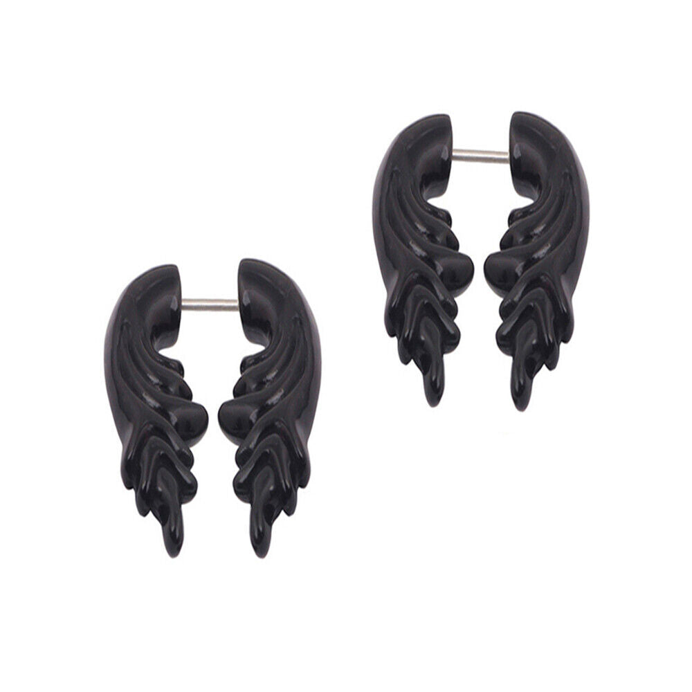2pc Acrylic Spiral Horn Earring Gauge Fake Cheater Stretcher Ear Plug Piercing