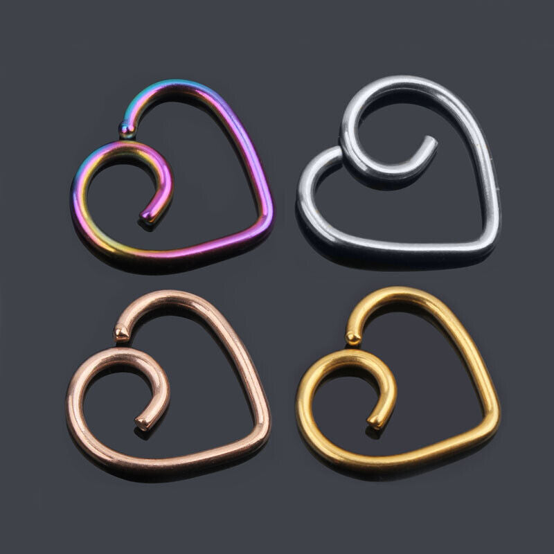 Steel Love Heart Ring Tragus Earring Nose Helix Daith Cartilage Ear Piercing
