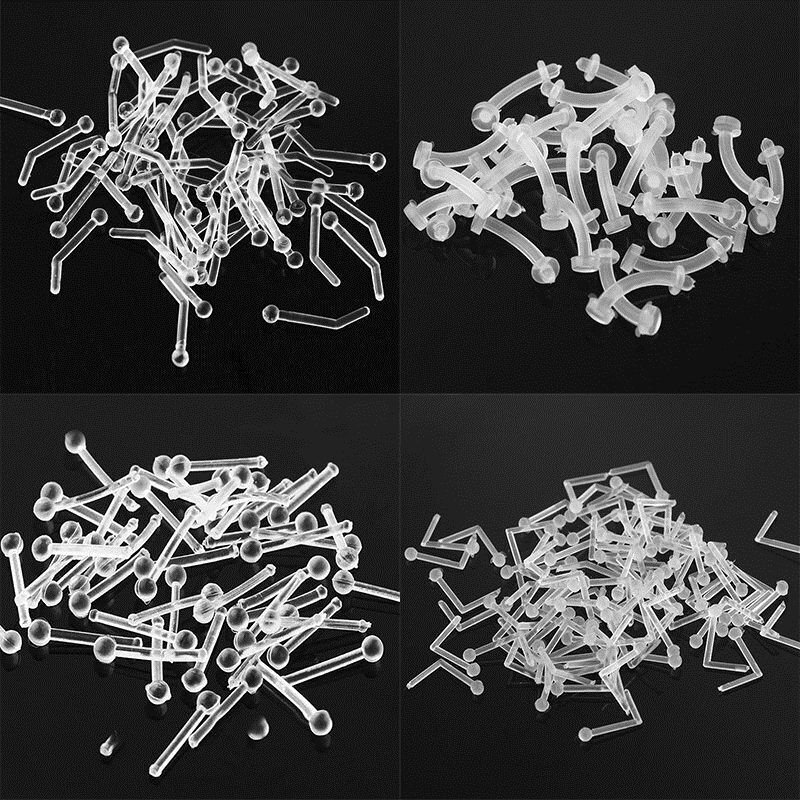 5Pcs Flexible Clear Twist Curved Acrylic Screw Bar Studs Pin Nose Ring Jewellery