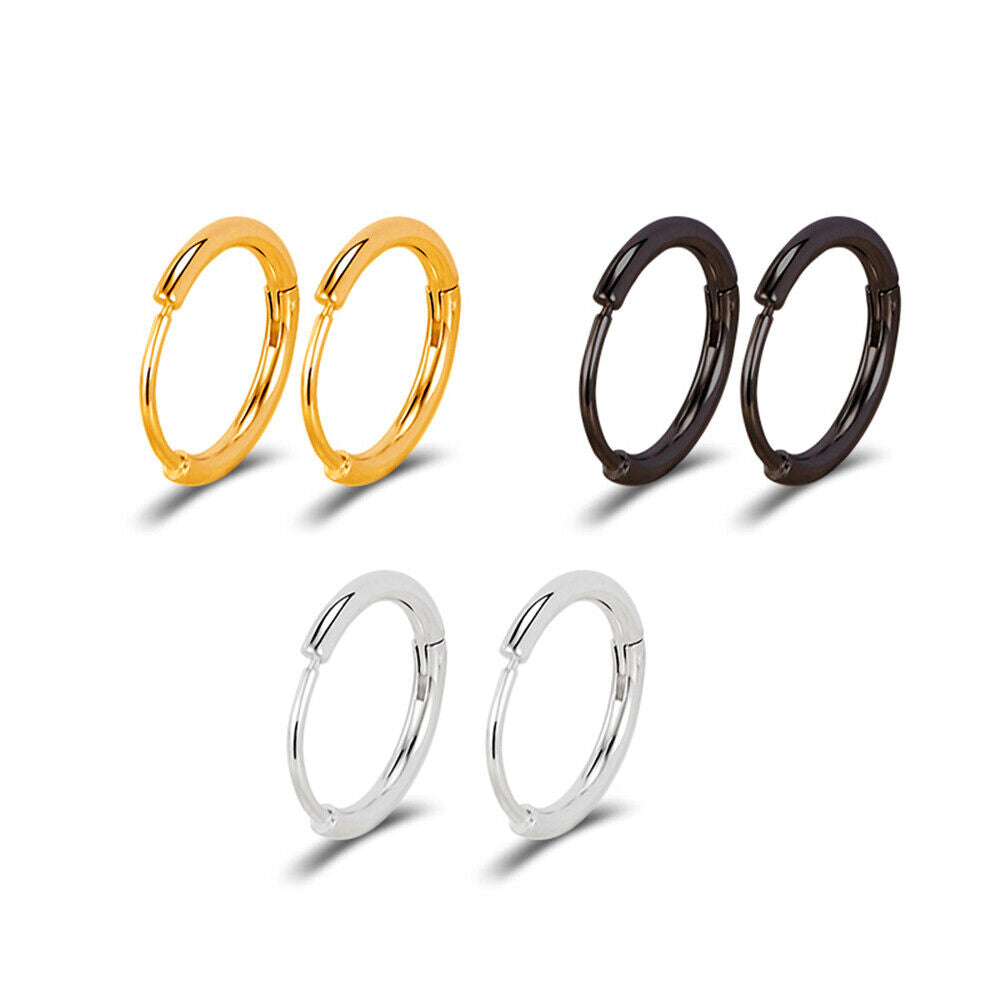 1 Pair Surgical Steel Nose Ring Earrings Cartilage Tragus Helix Ear Piercing Hoop