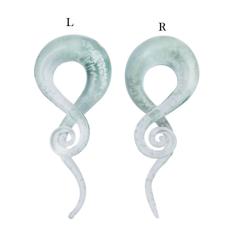 Glow In The Dark Glass Snail Ear Plug Flare Spiral Expander Stretcher Piercing
