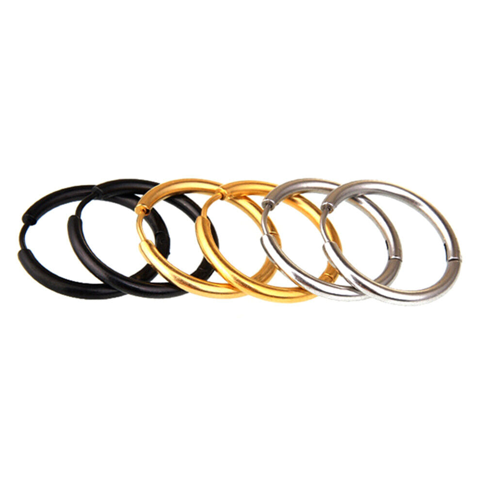 3 Pair Surgical Steel Ear Hoop Ring Septum Stud Earrings Body Piercing Jewellery