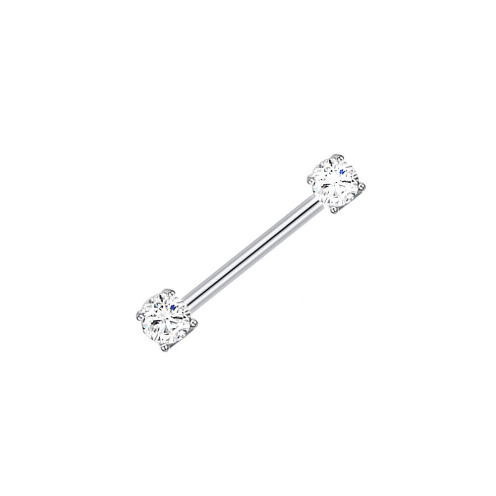 2pc Surgical Steel Nipple Bar Ring Opal Zircon Shield Body Piercing Jewellery