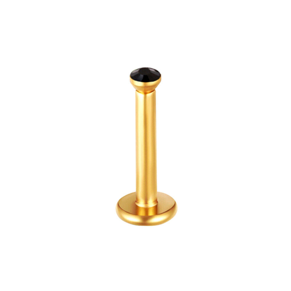2X Gold Internal Thread Labret Monroe Tragus Cartilage Piercing Lip Ear Gem Ring