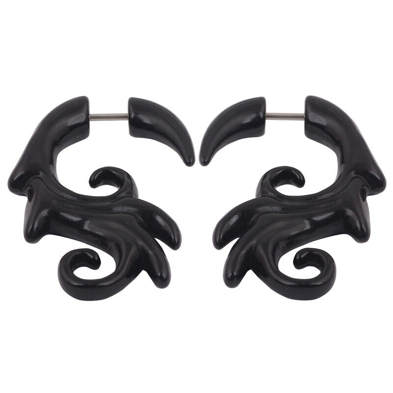 2pc Acrylic Spiral Horn Earring Gauge Fake Cheater Stretcher Ear Plug Piercing