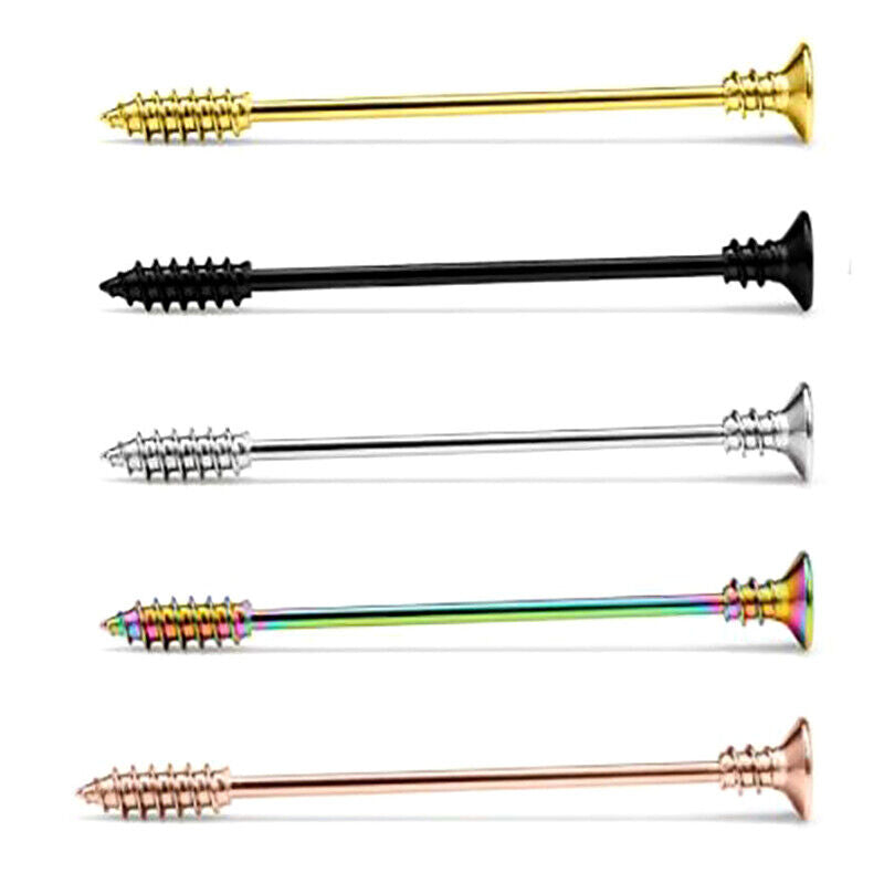 5X Set Steel Arrow Screw Helix Industrial Scaffold Ear Bar Cartilage Piercing