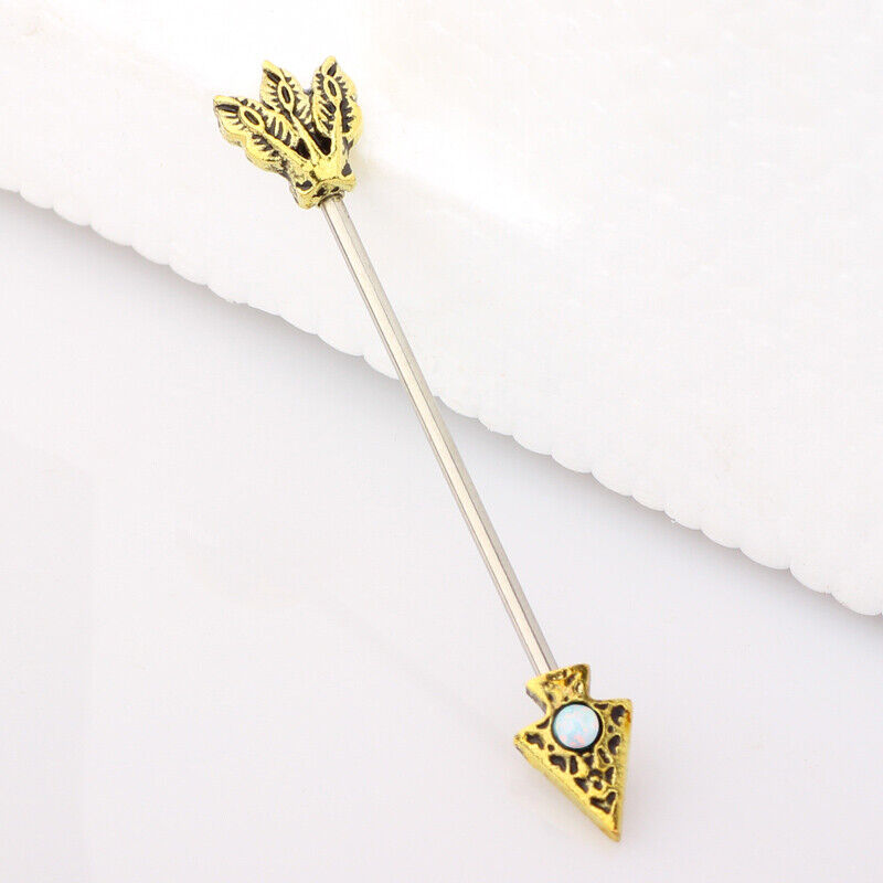 Surgical Steel Industrial Scaffold Bar Gem Opal Turquoise Ear Barbell Piercing A