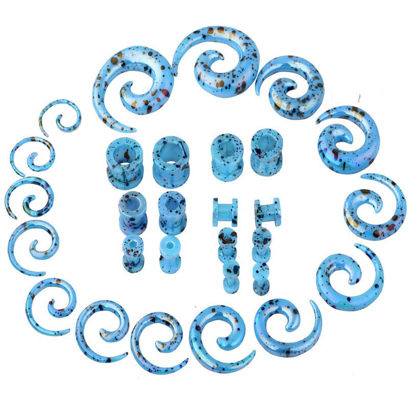 2X Acrylic Flesh Tunnel Ear Plug Snail Spiral Stretcher Taper Expander 2 Design