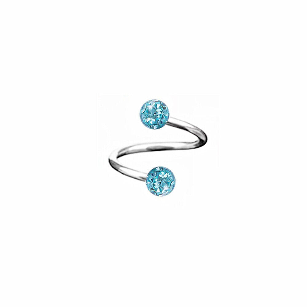 CZ Crystal Surgical Steel Twist Ear Cartilage Helix Stud Bar Earring Jewelry