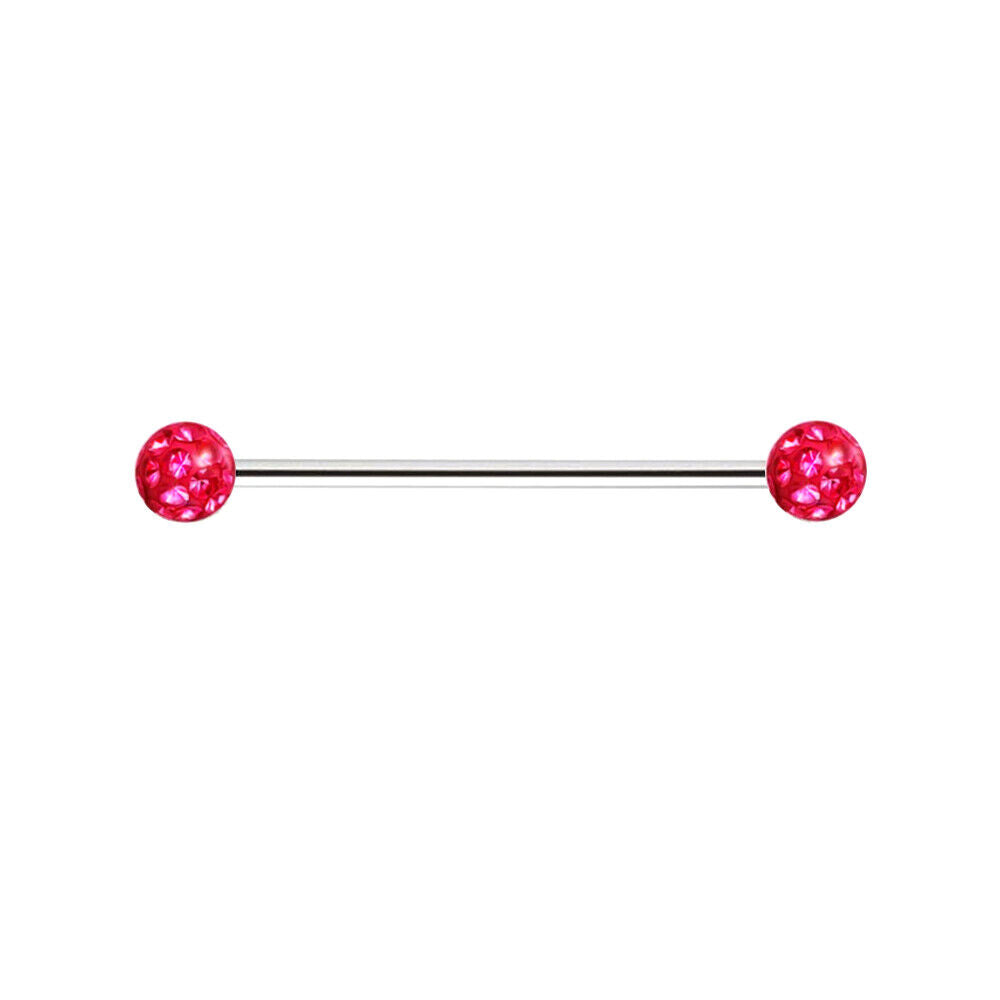 Surgical Steel CRYSTAL Ball Industrial Bar Scaffold Ear Barbell Ring PIERCING