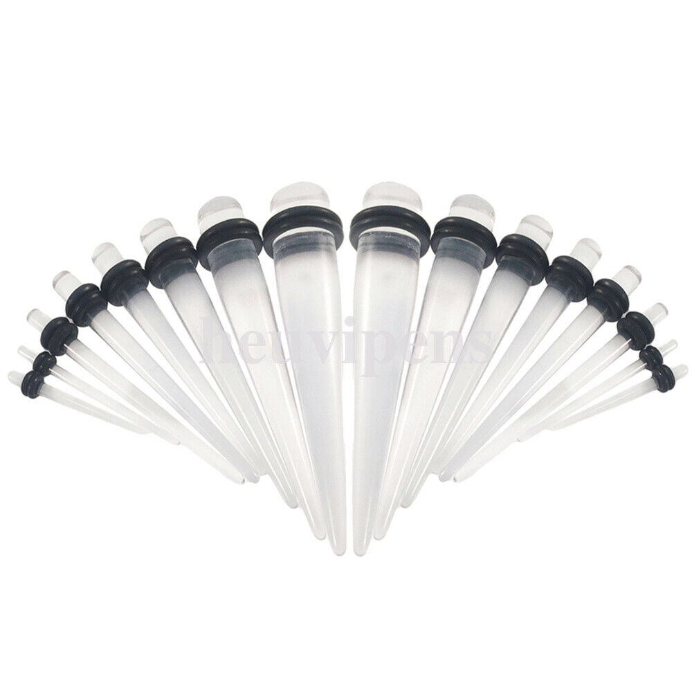 14g-00g Ear Plug Tunnel Taper & Acrylic Stretching Kit - 16 Piece Set Available