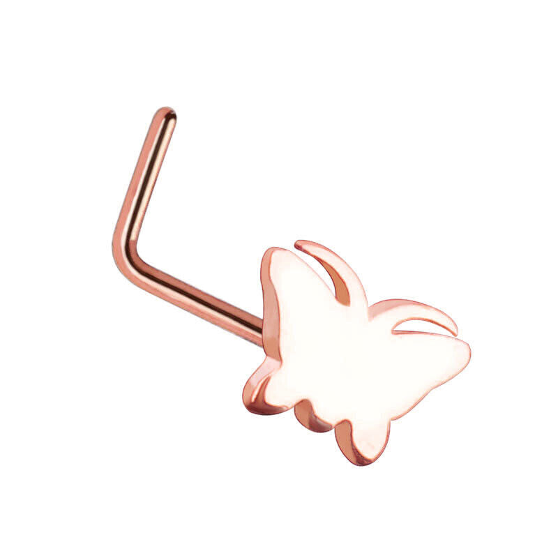 8pc Set 20g Black Silver Rose Gold Heart Star Nose Stud Ring Piercing Jewellery