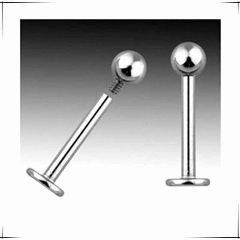 2pc Ball 16G Internally Threaded Lip Bar Labret Ring Monroe Tragus Stud Piercing