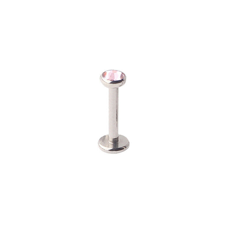 2pc Internally Threaded 3mm 4mm Crystal Ball Lip Bar Labret Tragus Stud Piercing