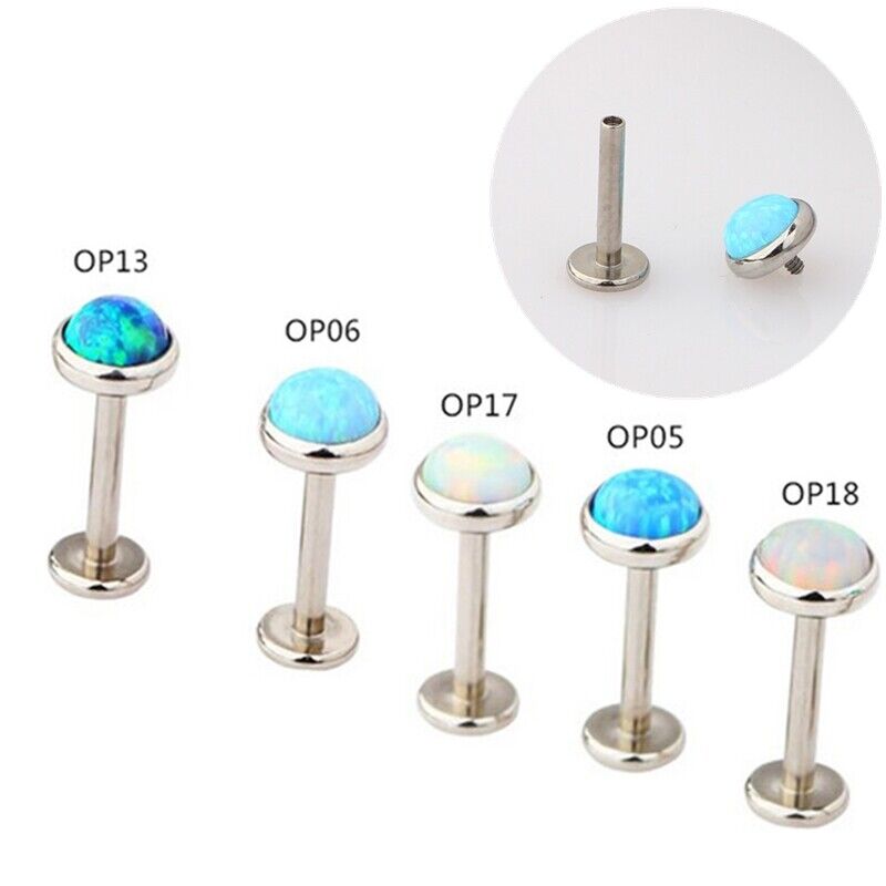 Opal Bezel Labret Triple Piercing Forward Helix Earring Tragus Cartilage Stud