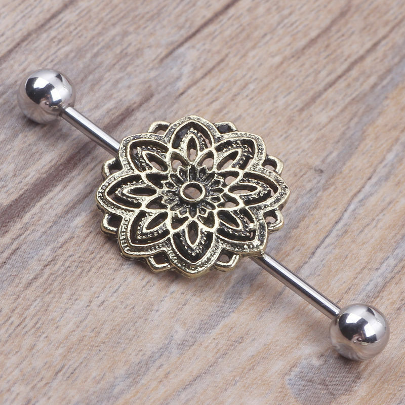 Surgical Steel Industrial Scaffold Bar Gem Opal Turquoise Ear Barbell Piercing A