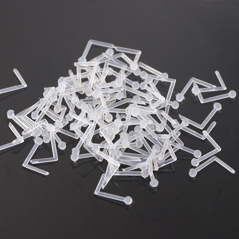 5Pcs Flexible Clear Twist Curved Acrylic Screw Bar Studs Pin Nose Ring Jewellery