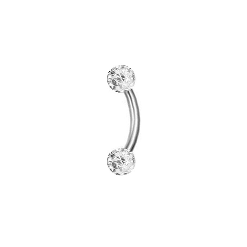 2pc 6/8/10/12mm Bar Coated Crystal Ball Barbell Curved Eyebrow Ring Ear Piercing