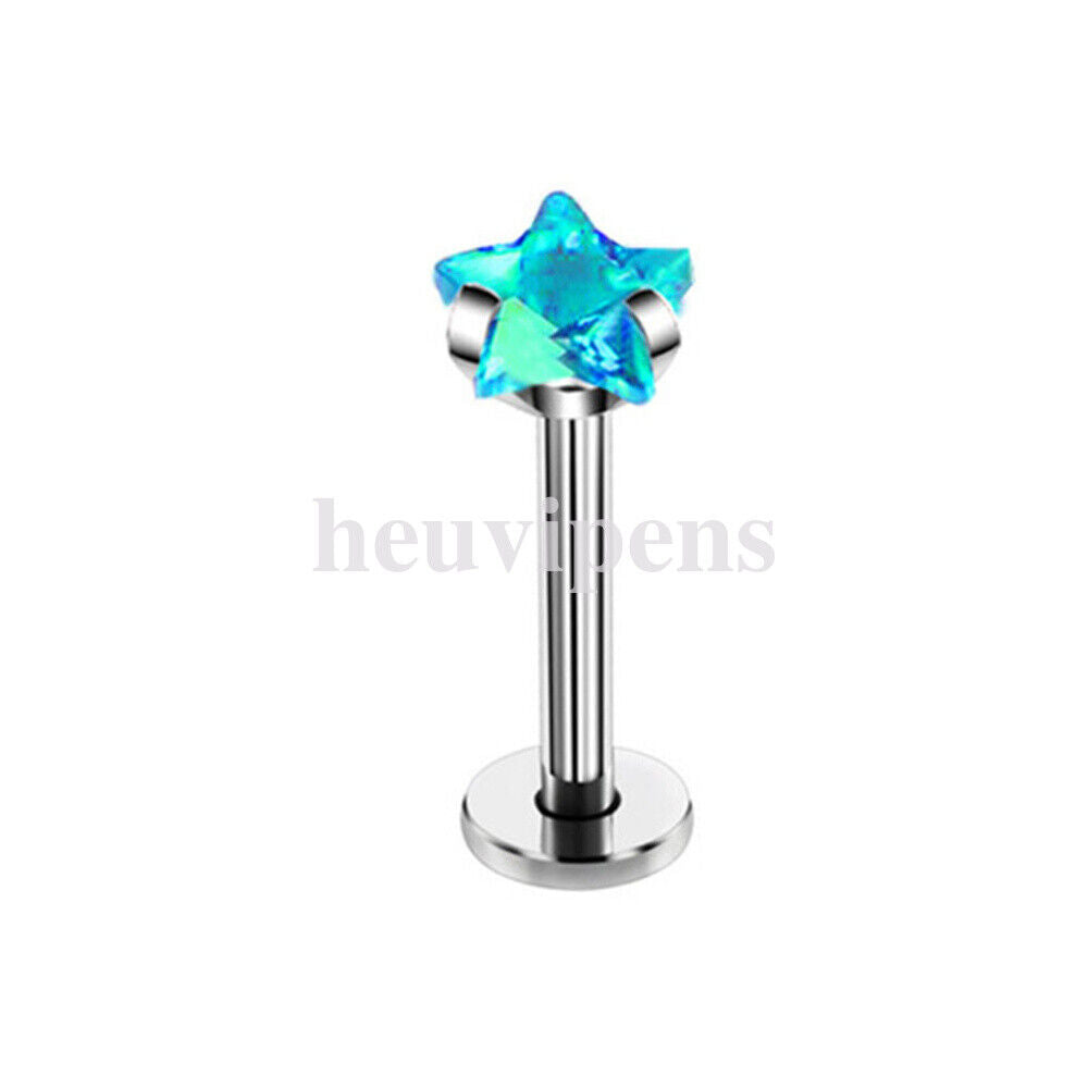 2X Multi Shape Zircon Labret Lip Stud Internally Threaded Tragus Rings Piercing