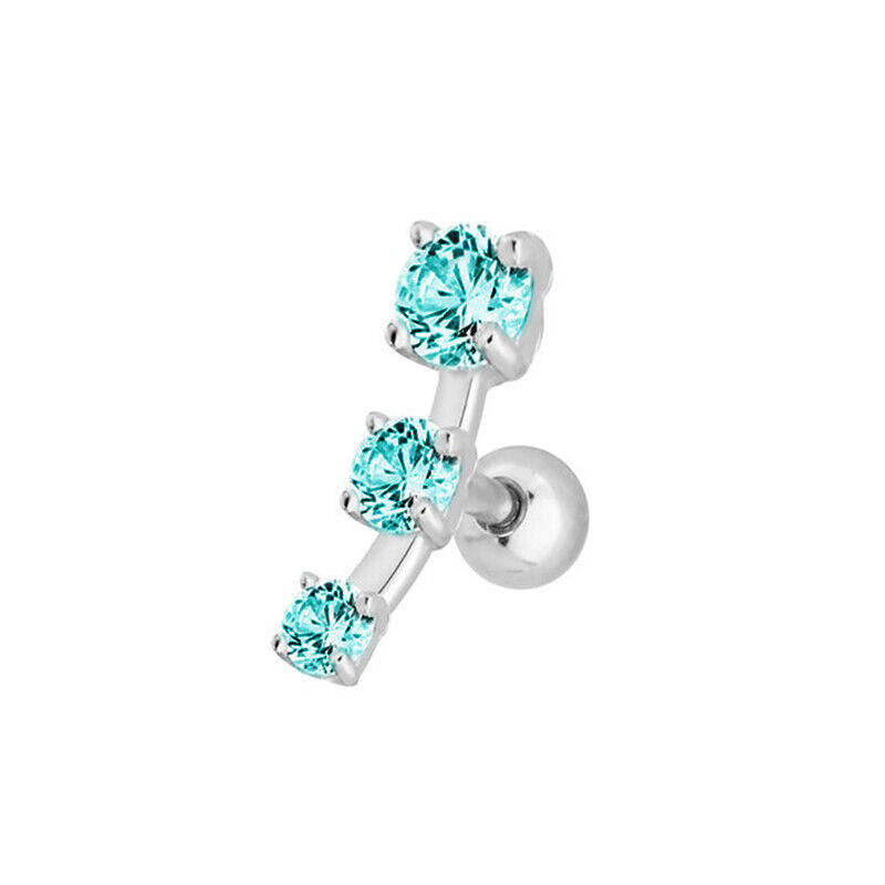 2pc Cartilage Tragus Bar Zircon Stud Earring Piercing Helix Gem Surgical Steel