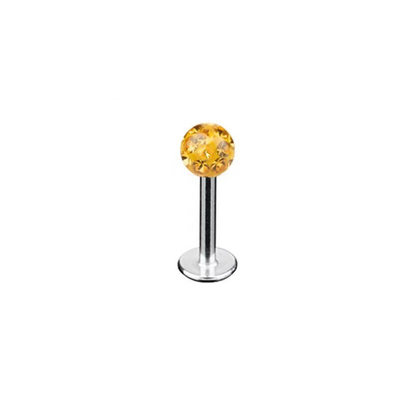 16G MULTI Coated CRYSTAL Monroe Lip Stud LABRET Bar Tragus Steel Piercing