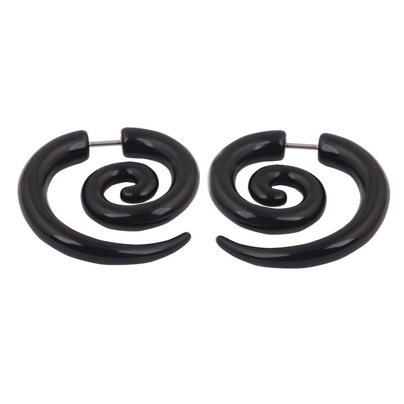 2pc Acrylic Spiral Horn Earring Gauge Fake Cheater Stretcher Ear Plug Piercing