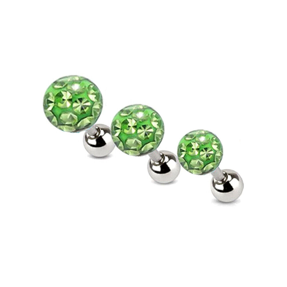 Set 3/4/5mm Surgical Steel Crystal Cartilage Bar Tragus Helix Ear Stud Piercing