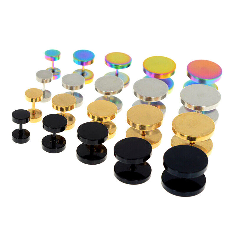 1 Pair Fake Ear Plug Stud Stretcher Tunnel Earring Surgical Steel Body Piercing
