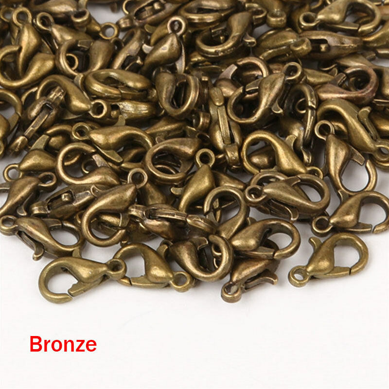50X 10/12mm Gold Silver Lobster Clasp Fasteners Claw DIY for Bracelet Necklace