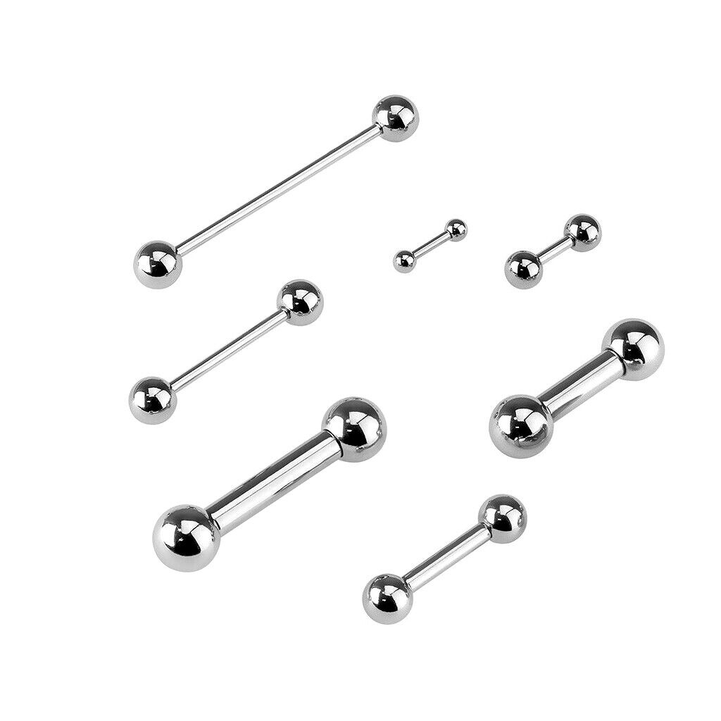 3pc  Surgical Steel Ball Tongue Bar Straight Barbell Ring Nipple Ear Piercing