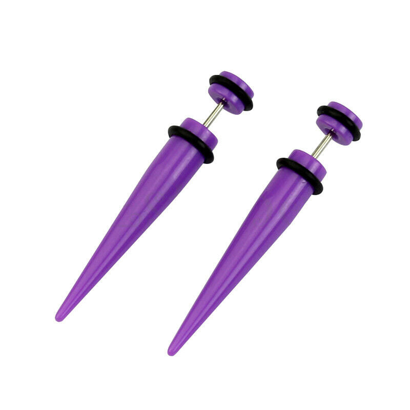 2pc Acrylic Fake Cheater Taper Ear Plug Earring Screw Illusion Stretcher Tunnel