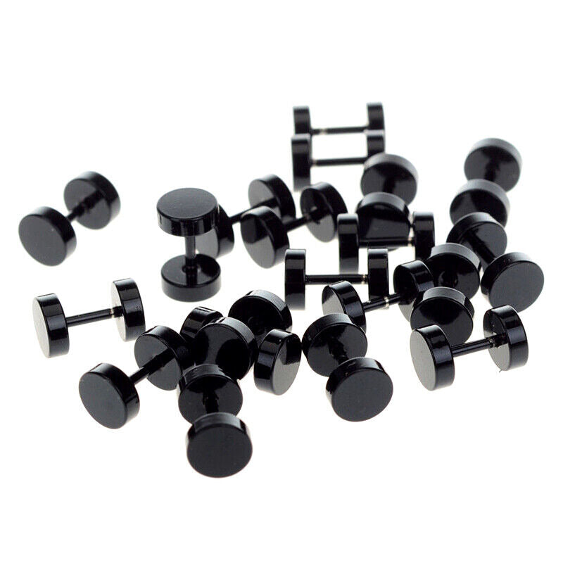 1 Pair Fake Ear Plug Stud Stretcher Tunnel Earring Surgical Steel Body Piercing